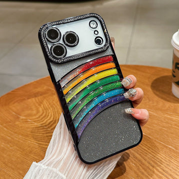 Rainbow Quicksand Glitter Rhinestone Case for iPhone 15/16/17 Pro Max